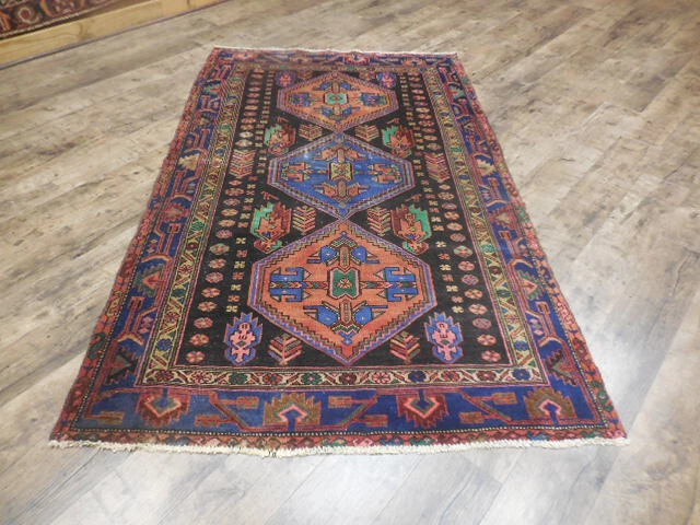 VINTAGE TURKISH HAND MADE GEOMETRIC ANATOLIAN VILLAGE MADE RUG 4.2x7 Ft
