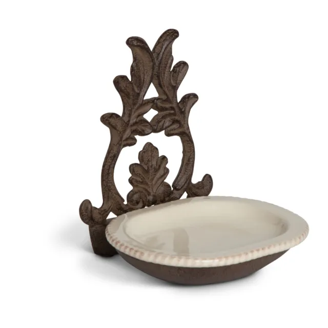 Grazia Cream Home Decor Ceramic Spoon Rest With Metal Holder