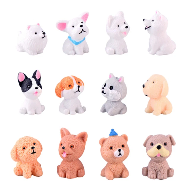 12 Pcs Miniatura Realistico Mini Cucciolo Miniature Cane Resina