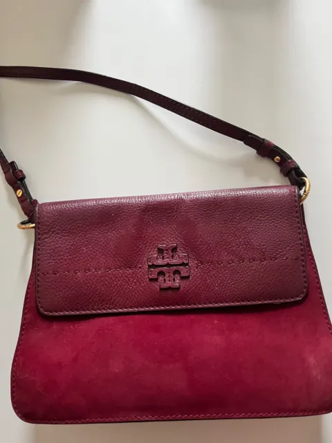 Tory Burch Bag Fold Over Crossbody Leather McGRAW MIXED SUE