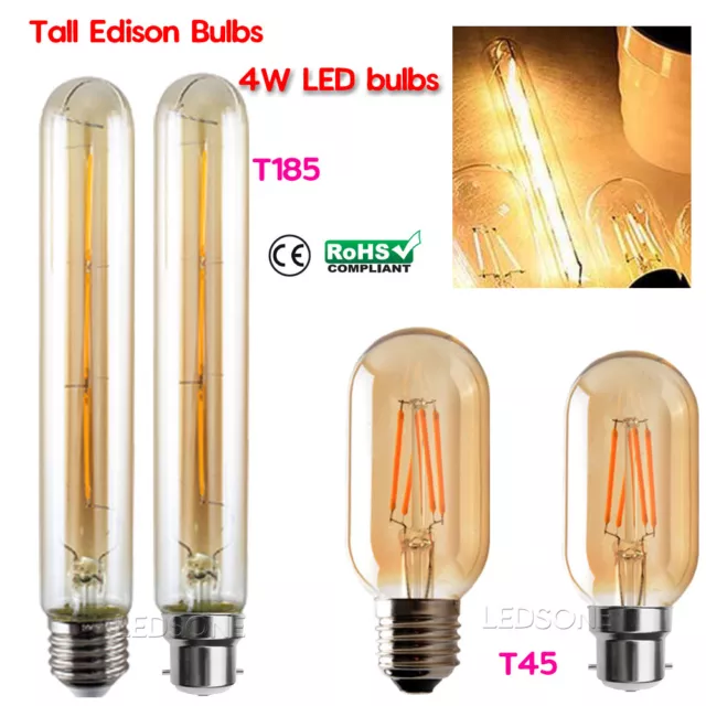 Vintage LED 4W Edison Style T45/T185 Grand Edison LED Filament Ampoule B22/E27