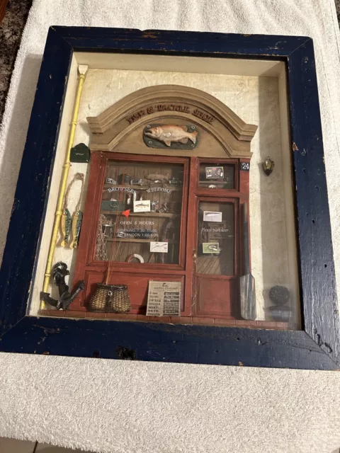 Vintage Fishing Glass Display Case. [Fish & Tackle Shop]