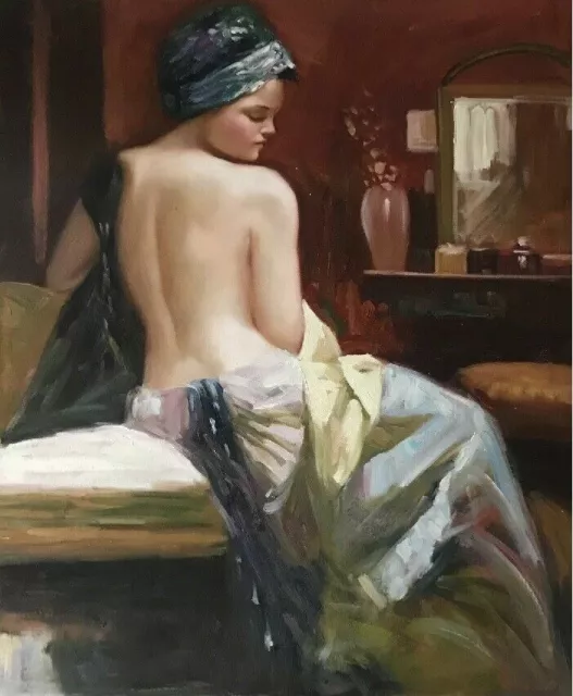 jeune femme nue tableau peinture huile sur toile / painting on canvas