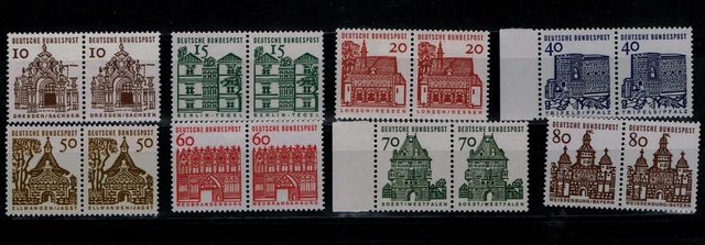 BRD kleine Bauwerke waagerechte Paare Mi. - Nr. 454 - 461 postfrisch