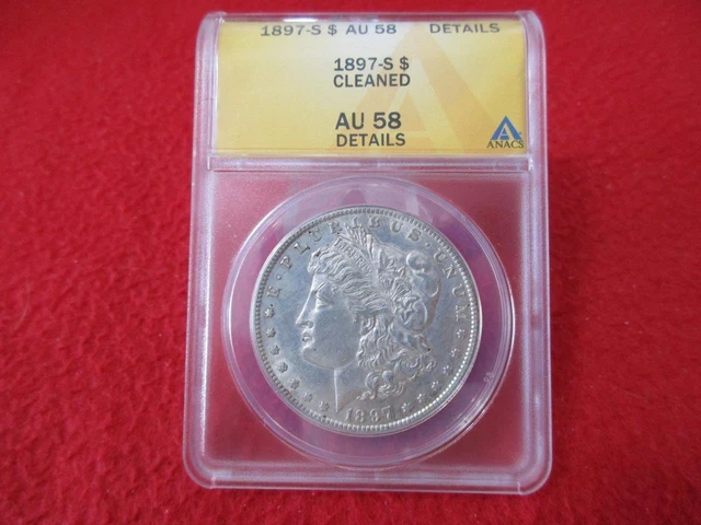 1897-S  Morgan Silver Dollar   ANACS AU58 CLEANED                       #MF-1722