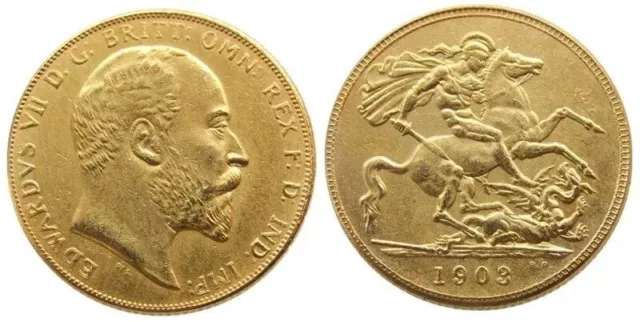 Gold plated sovereign King Edward VII Head British coindates from 1903 το 1919