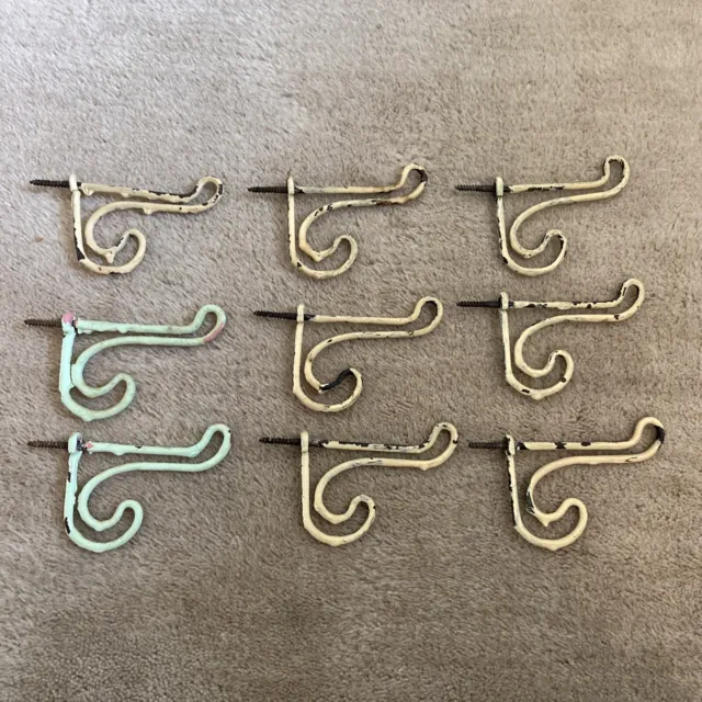 9 Matching Vintage/Rustic Metal Twisted Wire Screw-In Coat/ Hat Hooks