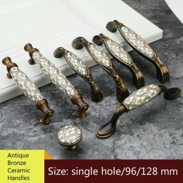 Home Ceramic Cabinet Pulls Handles Retro Drawer Knobs Furniture Handle Hardware