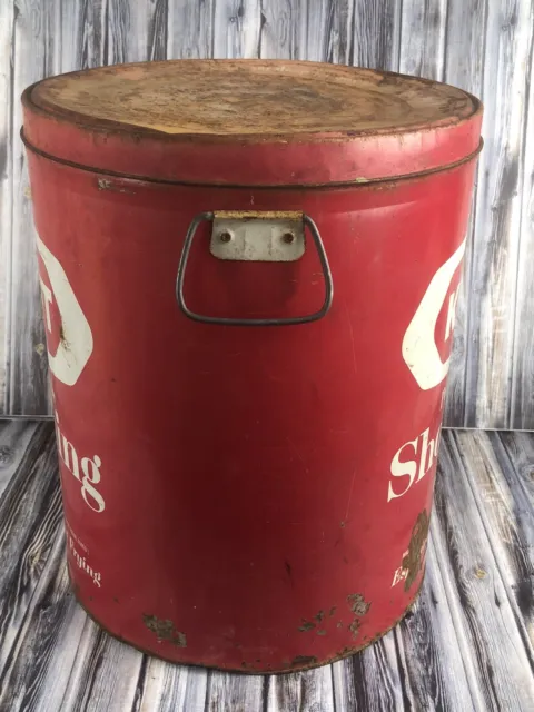 VINTAGE 50 lb KRAFT PURE VEGETABLE SHORTENING TIN CONTAINER - RED LABEL TYPE 3