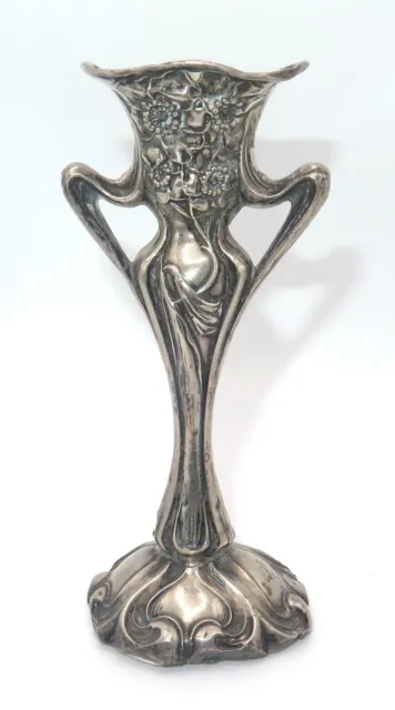 Vintage 1900s Art Nouveau Mucha Inspired 925 Sterling Silver Bud Vase 98.2g