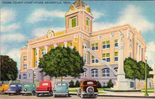 Gainesville, TX Texas  COOKE COUNTY COURT HOUSE  Courthouse  ca1940's Postcard