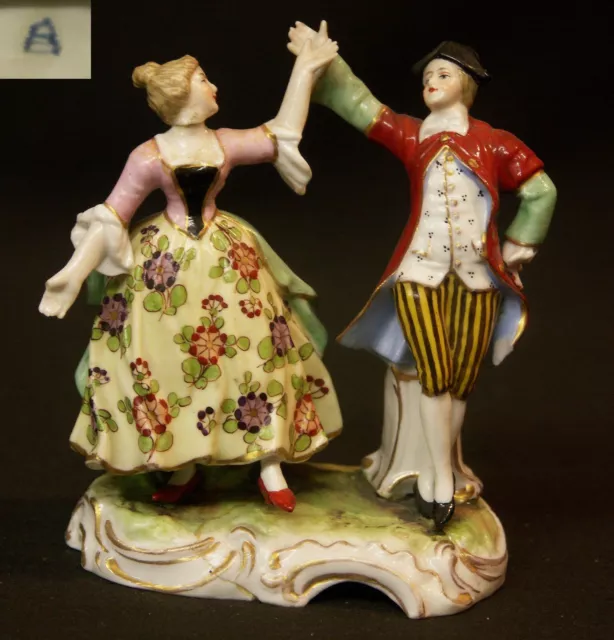 AA 1920 jolie statuette porcelaine saxe Dresden couple danseurs galants 120g11cm