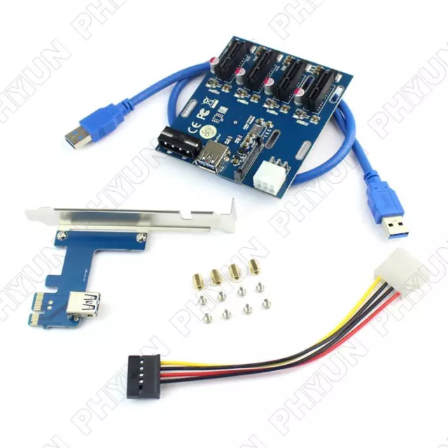 PCI MULTIPLIER CARD PCI-E 1 to 6 Ports USB3.0 Hub GPU PCIE 1X Card to ...
