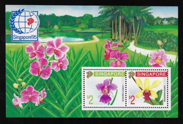 Singapore 1991 Orchids 1st issue. "Singapore '95" Mini Sheet - MNH - SG MS655