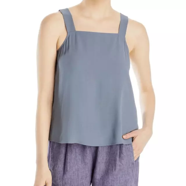 Eileen Fisher Top Womens size Medium Silk Square Neck Cami gray Minimalist New