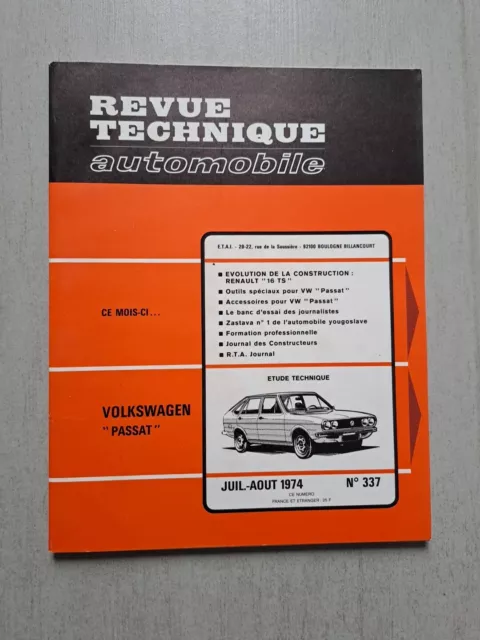 Rta Revue Technique Automobile Étude L'expert N337 Volkswagen Passat 1974