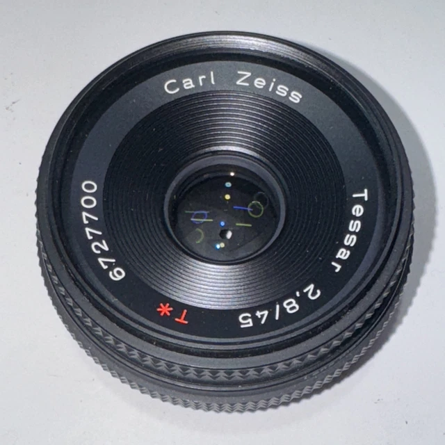 【極美品】Carl Zeiss Tessar 45mm F2.8 MMJ 726 Carl Zeiss Tessar T* 45mm F/2.8 [AE, MM] | LENS-DB.COM