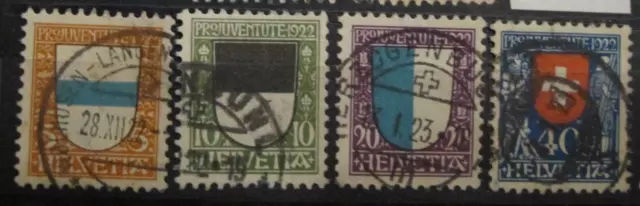 Schweiz, Pro Juventute 1922 gestempelt, Mi.-Nr. 175-178