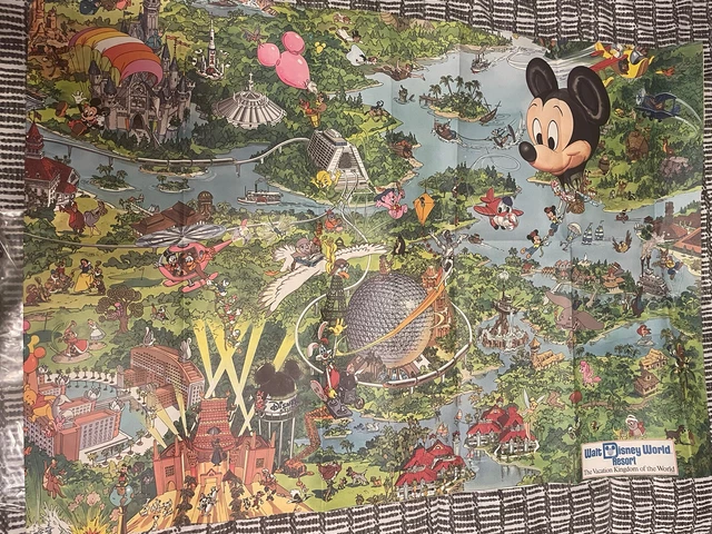 Rare 90s Walt Disney World Resort Poster Map  44” X 30” Epcot Magic Kingdom MGM