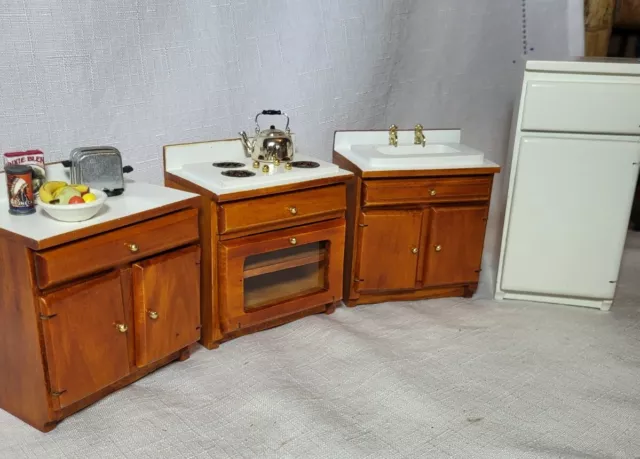 Dollhouse Miniature Wooden Kitchen Set 1:12 Scale