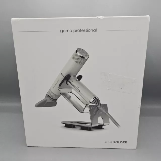 GAMA Professional IQ Desk Holder Net Hair Dryer Stand Aluminum Silver