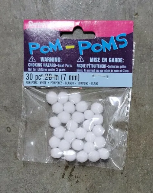 Darice Pom Poms 7mm 30pc White w