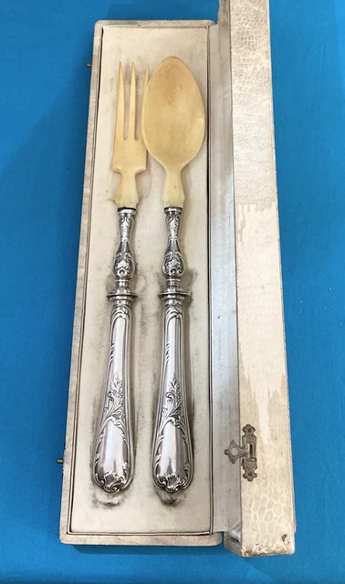 Couverts de service à salade CHRISTOFLE modèle MARLY métal argenté ménagère