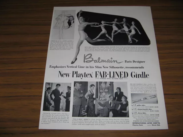 1950 VINTAGE AD Playtex Fab-Lined Girdles Ladies Dance in Underwear $11