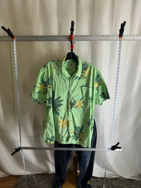 Quiksilver Waterman Green Floral SHORT SLEEVE BUTTON UP SHIRT 2XL XXL