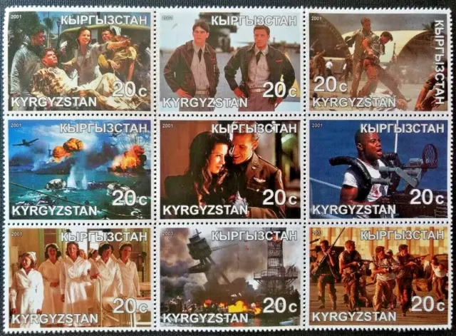 140. Kirghizistan 2001 Ensemble / 9 Tampon Militaire & Guerre. MNH