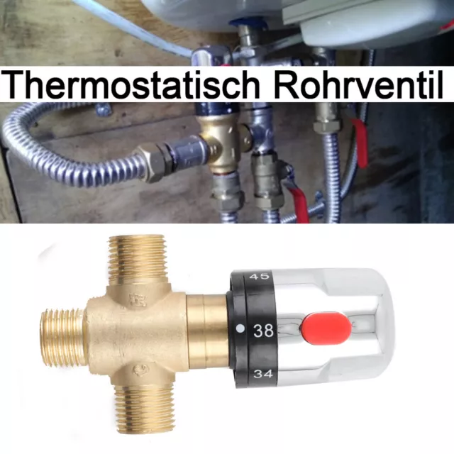 Thermostatventil G1/2 (DN15) Thermostatisch Rohrventil für Dusche System 2