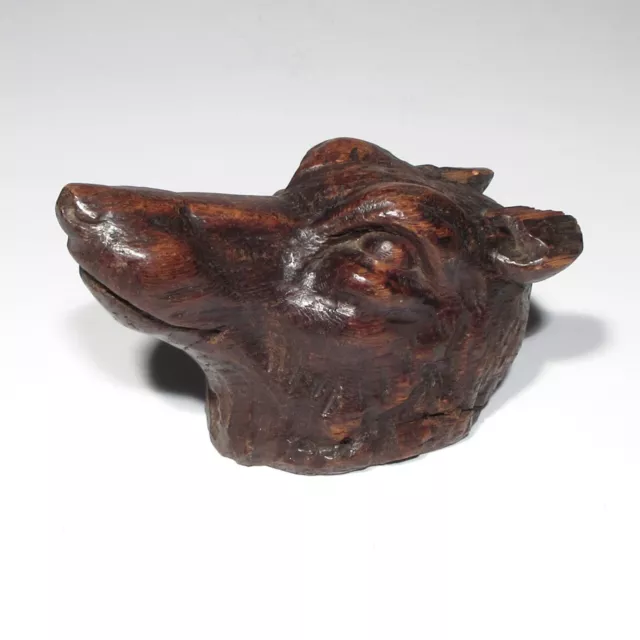 Antique Black Forest Style Hand Carved Wood Sculpture Full Relief Dog’s Head