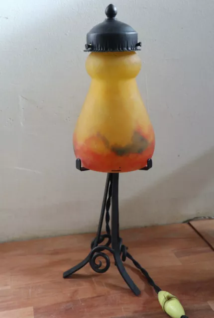 Art Deco Lampe de table signée G V Croismare  (Muller Freres) Pâte de Verre