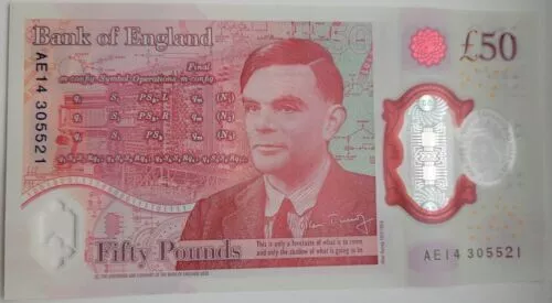 New Polymer UNC Plastic £50 Fifty Pound Bank of England Note - MINT CONDITION