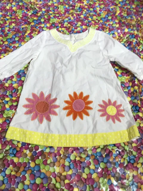 girls Mini Boden Kids Age 4-5 Years White 3/4 Sleeve Flower Summer Smock dress