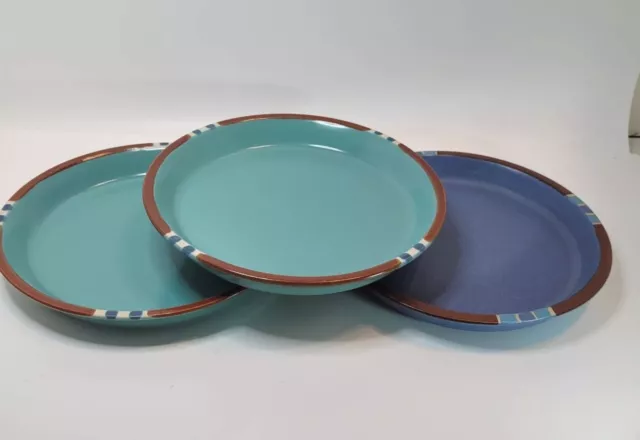 Set of 3 DANSK Mesa Salad/Dessert Plates 2 Turquoise 1 Sky Blue Stoneware 73/8"