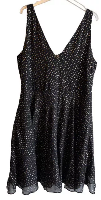 MISS SELFRIDGE Black Gold V-Neck Sleeveless Mini Dress UK16 EU44 RRP39 NEW