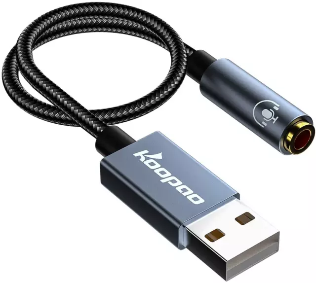 USB to 3.5Mm Jack Audio Adapter, KOOPAO External USB Sound Card, 3.5Mm Aux to US