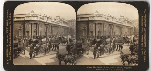 Stereo-Fotografie H.C. White Co., New York, Ansicht London, The Bank of England