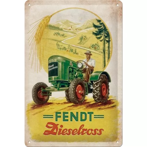 Fendt Traktor Dieselross  Blechschild Nostalgie Schild 30 cm Neu