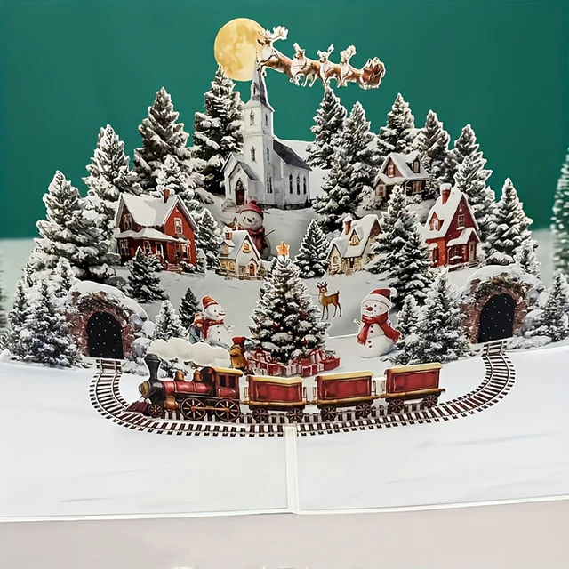 BIGLIETTO DI NATALE 3D Biglietto, Auguri Pop up Babbo Natale Con Busta ...