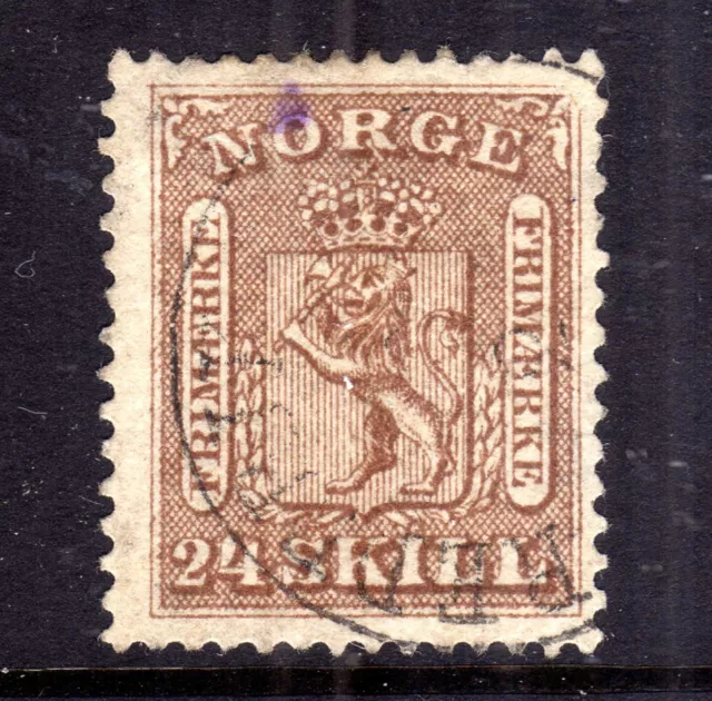 NORWAY 1863-6 CODE EMISSIONE 24sk MARRONE USATO, SG 18