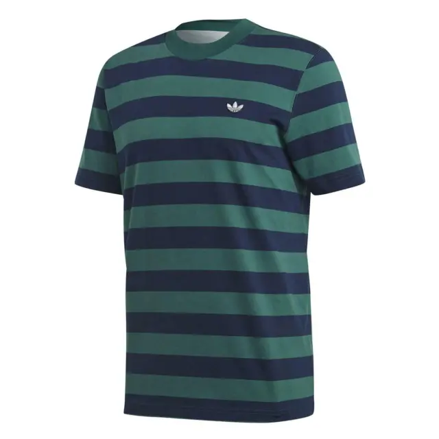 Adidas Originali UOMO Samstag Colourblock T-Shirt Tee Navy Verde Rétro Trifoglio