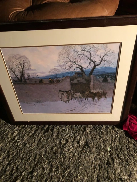 Tom Lovell Signed Vintage Numbered  Lithograph The Robe Traders Framed 24 x 28 "