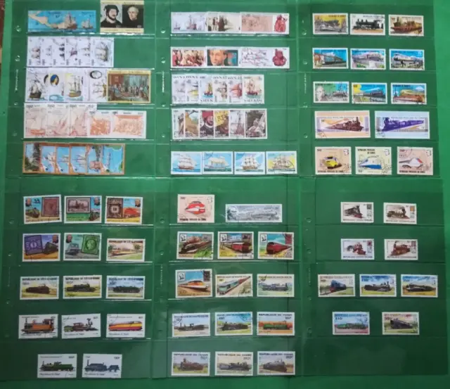 TRASPORTI aerei treni navi collezione francobolli usati su 35 fogli Bolaffi