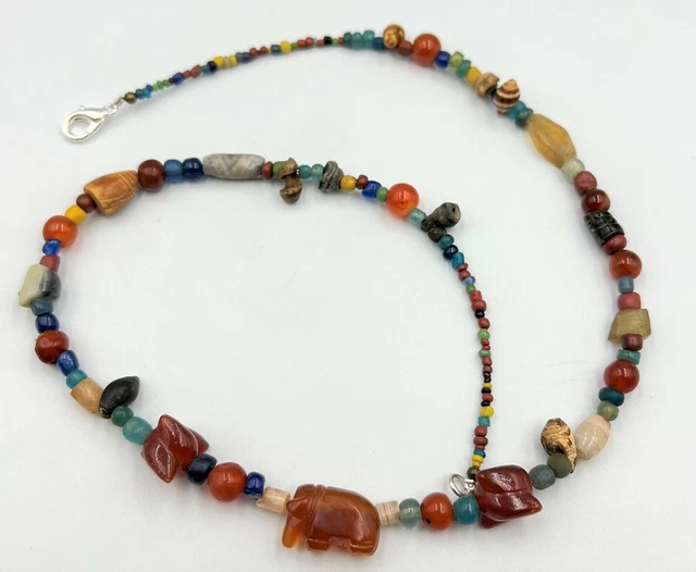 Pagan Pyu Burmese South East Asian Antiquities Glass Agate Old Beads Necklace
