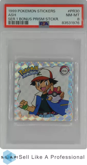 1999 Pokemon Stickers Series 1 Bonus Prism Stickers Pr30 Ash Psa 8