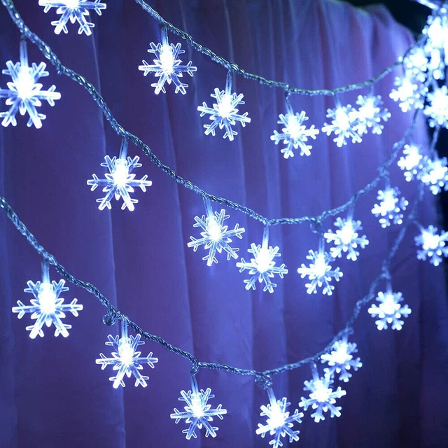 Christmas Snowflake String Fairy Lights Twinkle Indoor Outdoor Hanging Decor USA