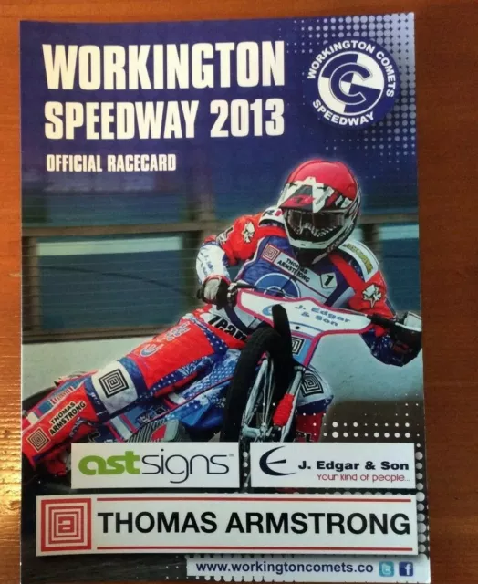 2013 WORKINGTON v EDINBURGH MONARCHS 21st  SEPTEMBER  ( RED NO 1 COMETS COVER )