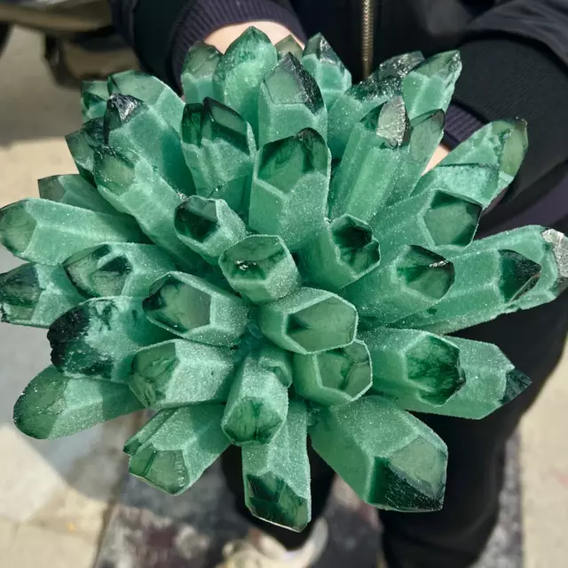 7.65LB New Find green Phantom Quartz Crystal Cluster Mineral Specimen Healing.